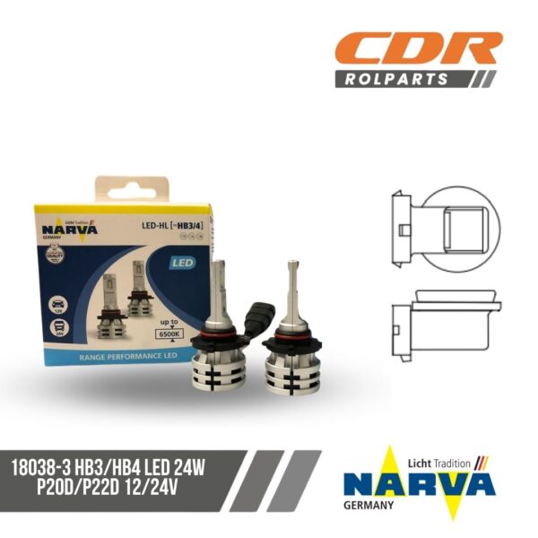 Narva 18038-3 HB3/HB4 LED 24W P20D/P22D 12/24V
