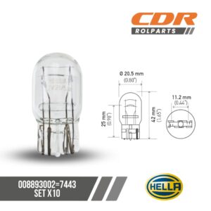 Hella 008893002=7443 W3X16Q 12V 21/5W