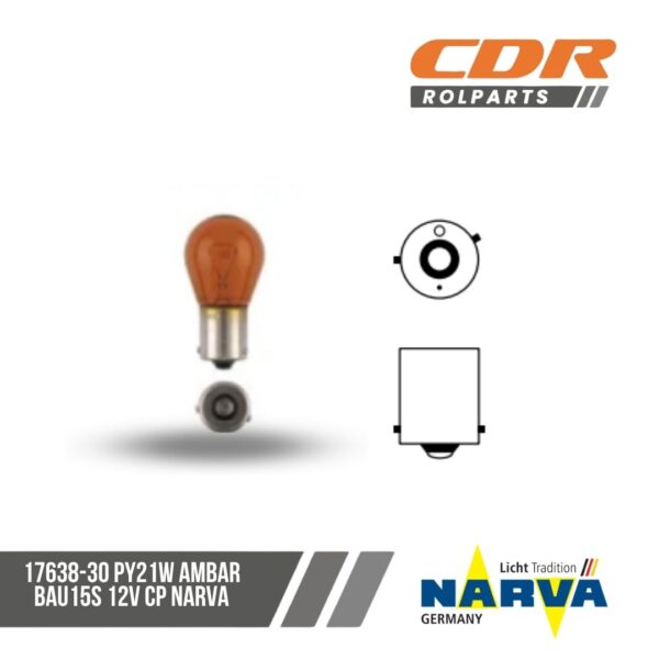Narva 17638-30 PY21W AMBAR BAU15S 12V CP