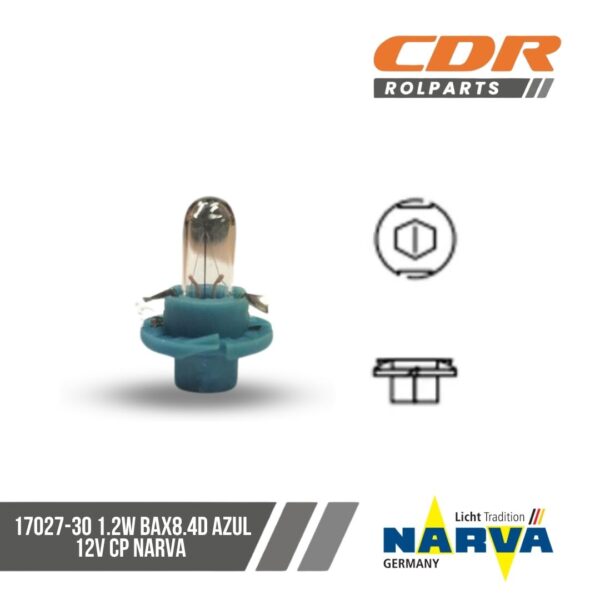 Narva 17027-30 1.2W BAX8.4D AZUL 12V CP