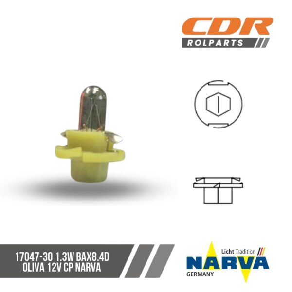 Narva 17047-30 1.3W BAX8.4D OLIVA 12V CP